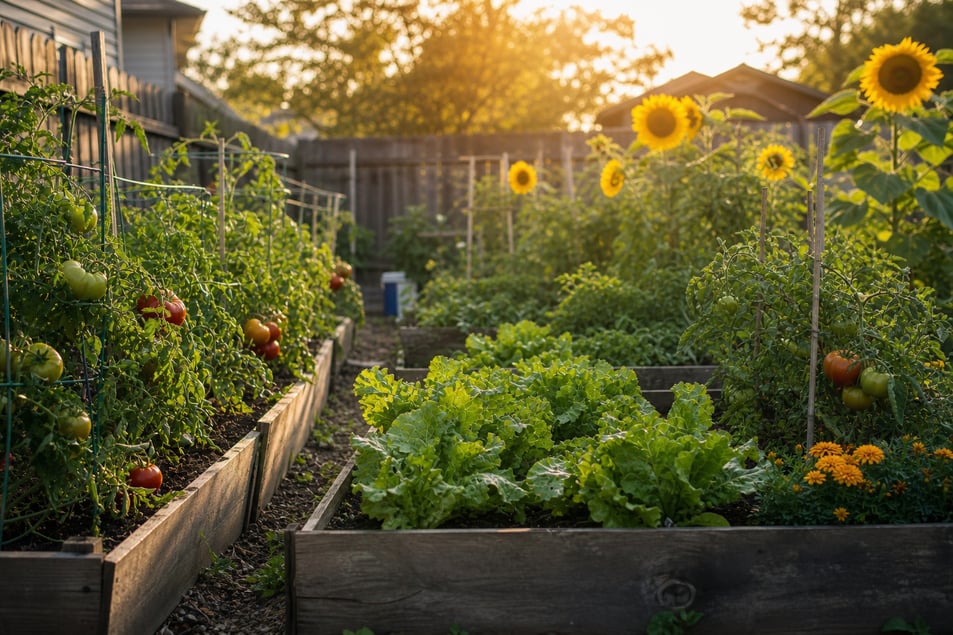 Backyard Vegetable Garden in Full Bloom-1